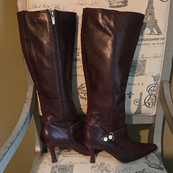 Anne Klein Dark Brown Heeled Boots - Picture 1 of 7